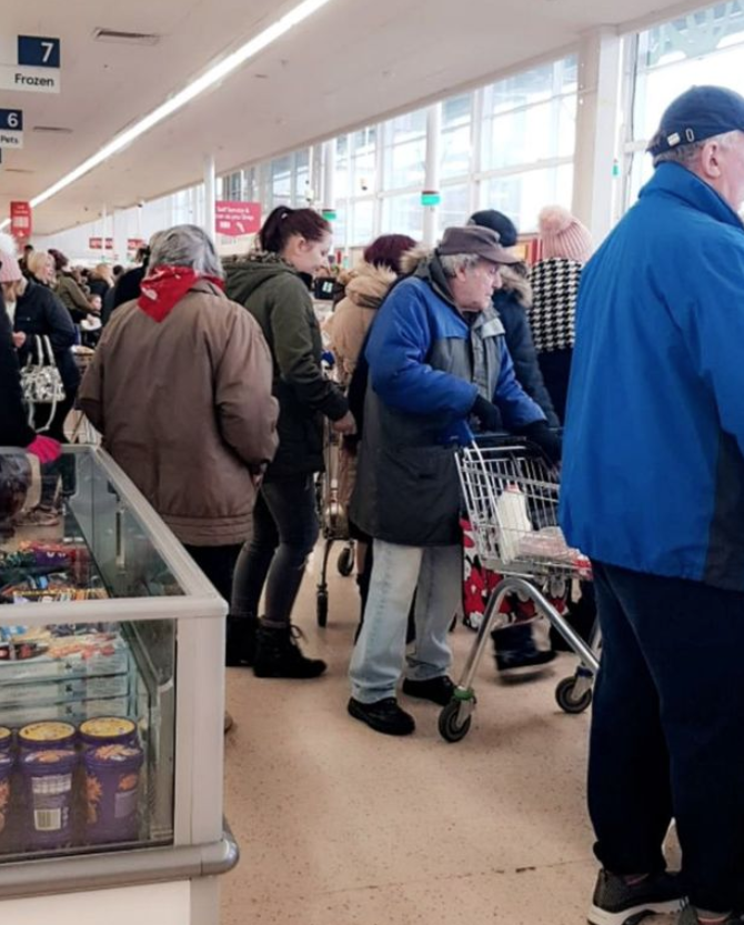 <em>Chaos – Charlotte Day said people were filling trolleys and barging past each other (Picture: Mercury)</em>