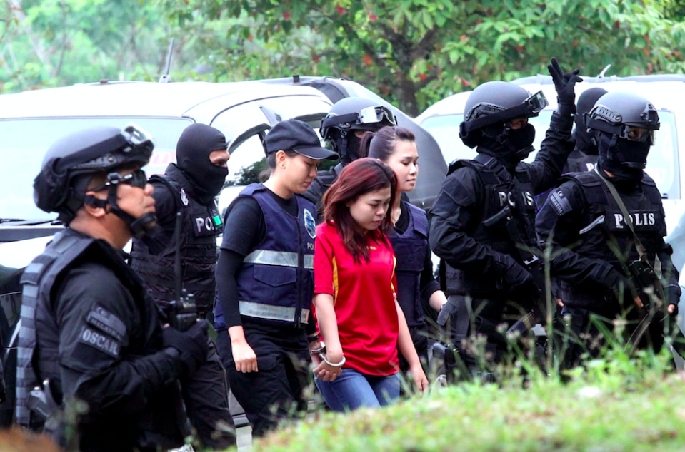 <em>Siti Aisyah (in red) and her co-defendant said they thought they were taking part in a prank for a TV show (Rex)</em>