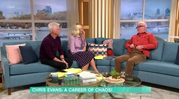 Chris Evans pulled down his trousers live on This Morning (Credit: ITV)