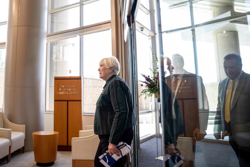 Gail Miller tours the new Kathryn F. Kirk Center for Comprehensive Cancer Care and Women’s Cancers at Huntsman Cancer Institute in Salt Lake City on Monday, May 8, 2023. | Spenser Heaps, Deseret News