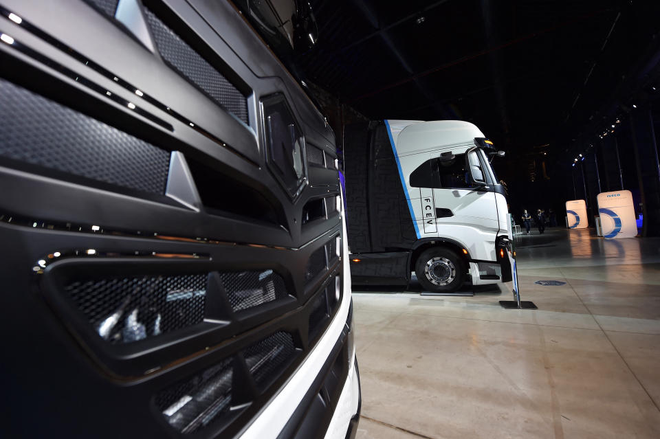 The new Nikola Battery Electric 3 truck exhibited during a news conference in Turin, Italy, July 13, 2022. REUTERS/Massimo Pinca