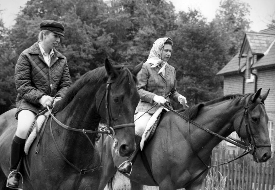 The Queen and Princess Anne riding at Ascot, where they were later among the Royal spectators on Gold Cup day.   (Photo by PA Images via Getty Images)