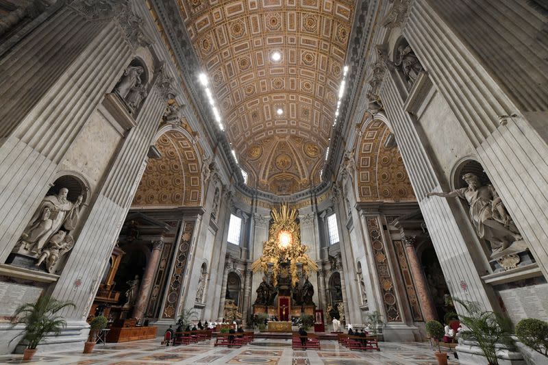 Pope Francis holds a Mass on Holy Thursday at the Vatican