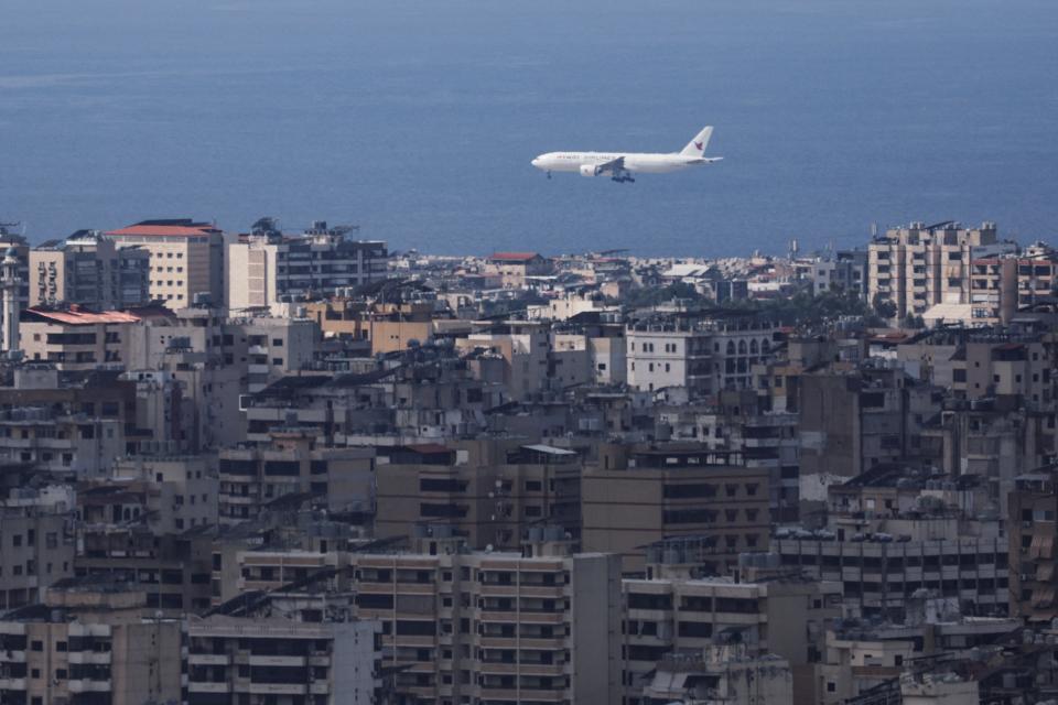 Smoke rises over Dahiyeh in Beirut’s southern suburbs, as seen from Sin El Fil (REUTERS)