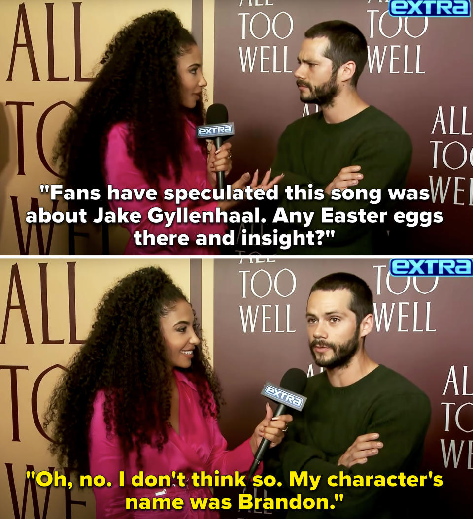 Dylan saying he doesn't know anything about Jake his character in the film was named Brandon
