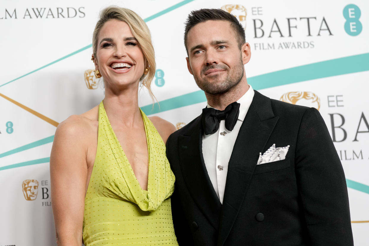 Vogue Williams and Spencer Matthews attend the EE BAFTA Film Awards 2023 at The Royal Festival Hall on February 19, 2023 in London, England. (Photo by Scott Garfitt/BAFTA via Getty Images)