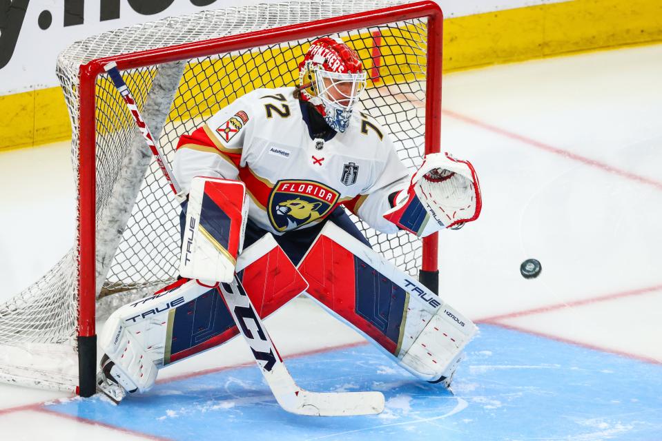 Florida Panthers goaltender Sergei Bobrovsky will try to bounce back from a Game 4 loss.