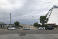 Transportation officers and police block an Interstate 40 onramp to the bridge over the Mississippi River near downtown Memphis, Tenn., on Tuesday, May 11, 2021. The Arkansas Department of Transportation tweeted on Tuesday that it found a crack during a routine inspection of the bridge. (AP Photo/Adrian Sainz)