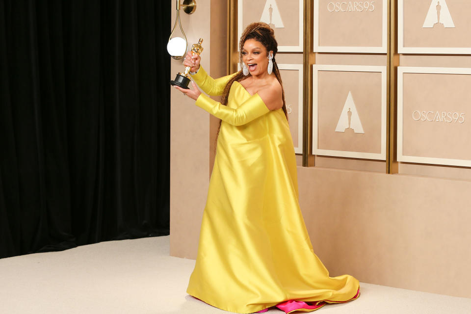 Ruth E. Carter after accepting the Oscar for Best Costume Design at the 95th Annual Academy Awards.<span class="copyright">Lexie Moreland—WWD/Getty Images</span>