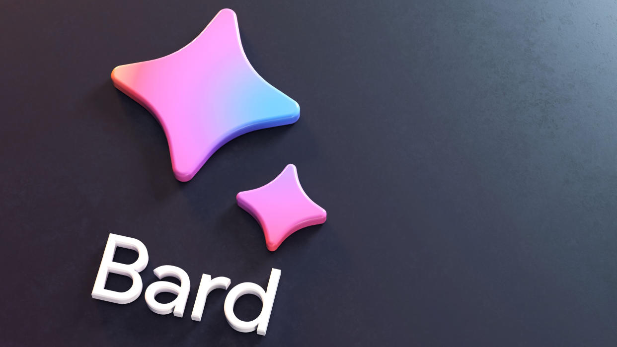  Bard AI is a conversational generative artificial intelligence chatbot developed by Google as a response of ChatGPT. Isolated 3D logo on a surface and copy. 