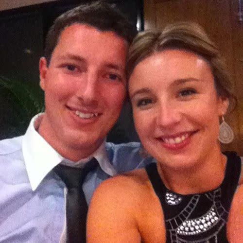 Stephanie Scott and her fiance Aaron Leeson-Woolley. Photo: AAP