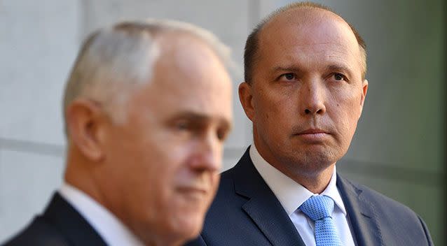 Peter Dutton with Malcolm Turnbull. Photo: AAP