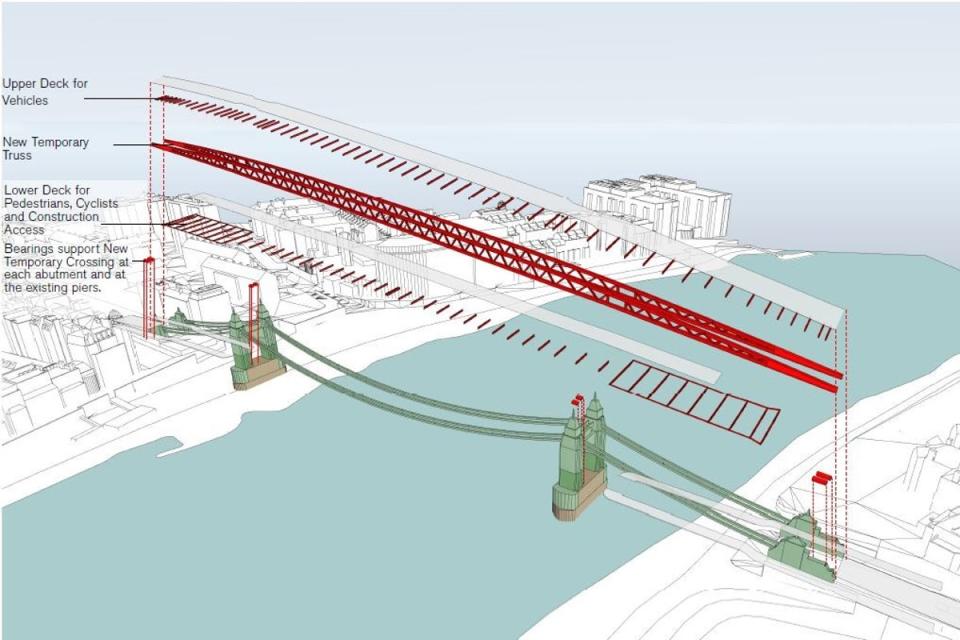 Design plans of ‘double decker’ Hammersmith Bridge proposal (Supplied)