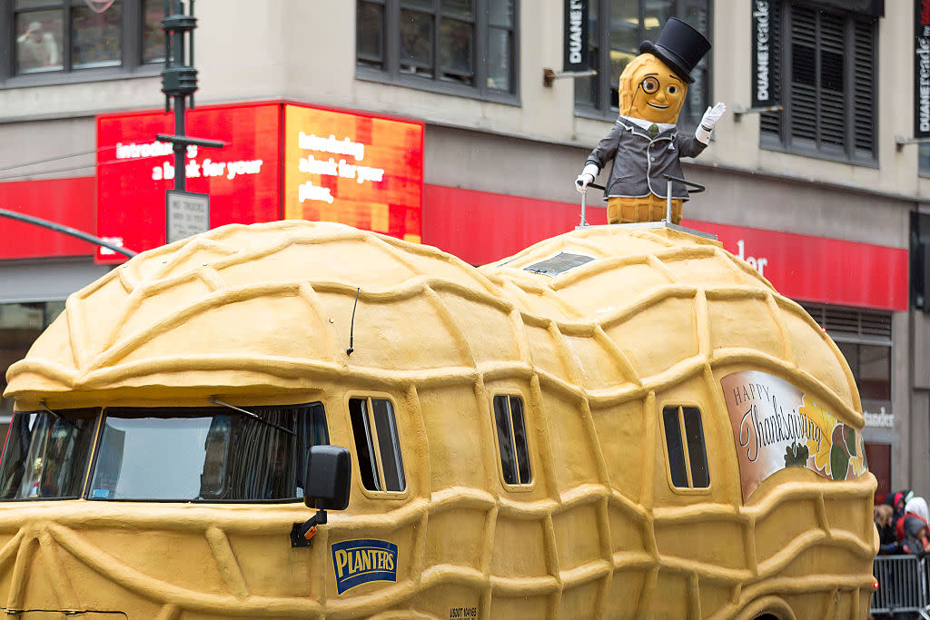 Mr. Peanut, pictured appearing in the Macy's Thanksgiving Day Parade, has died. (Photo: Ben Hider/Getty Images)