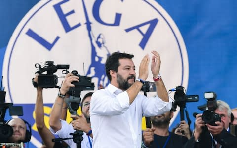 Matteo Salvini is head of the opposition League party - Credit: AFP