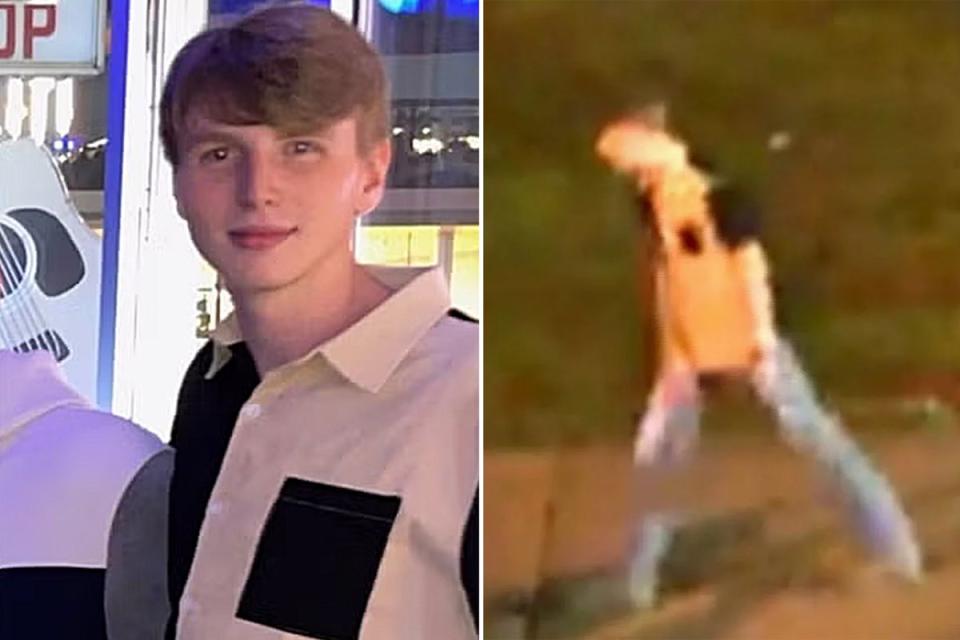 Riley strain was seen in CCTV footage stumbling as he crossed the road towards the Cumberland River (Metro Nashville Police Department)