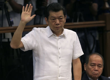 Chinese-born Filipino businessman Kam Sin Wong takes an oath during the money laundering hearing at Senate in Manila March 29, 2016. REUTERS/Romeo Ranoco