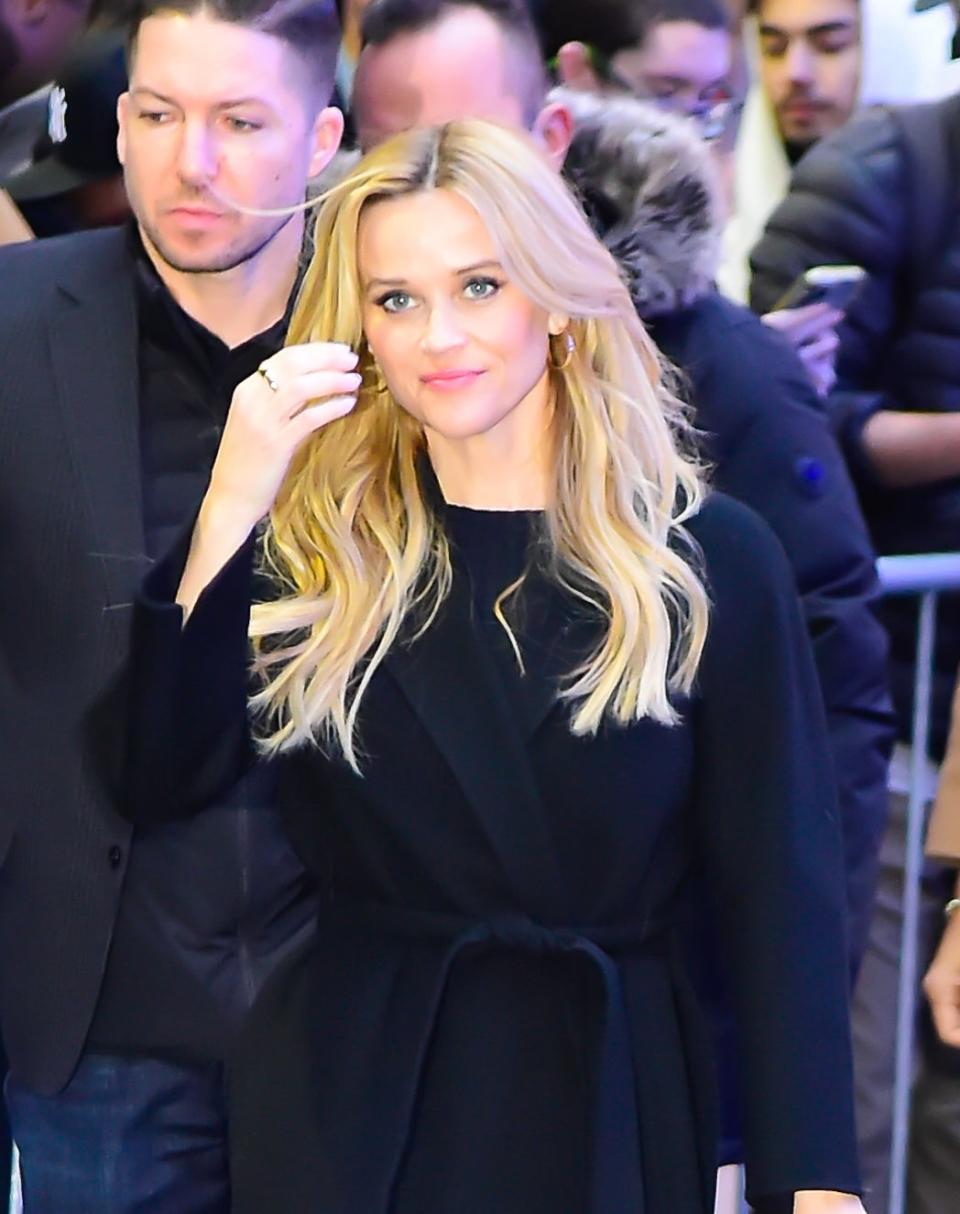 Reese Witherspoon arrives to ABC's "Good Morning America" in Times Square on February 06, 2023