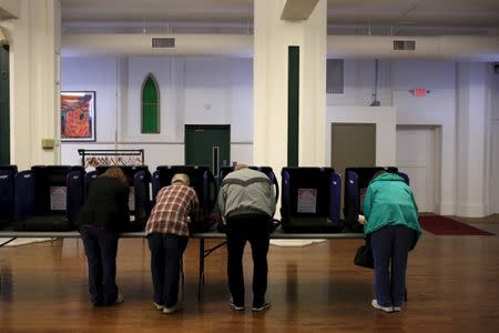 Voters cast their ballots for the Ohio primary at Saint Patrick's Social Hall in Youngstown, Ohio, U.S. on March 15, 2016. REUTERS/Aaron P. Bernstein/Files