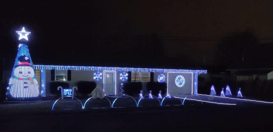 Jonathan Andrews' home, located at 106 E. Chestnut St. in Strafford, features about 20,000 pixel lights that are synchronized to the radio station 94.1 FM. The display is on between 5:15-11 p.m. every day.