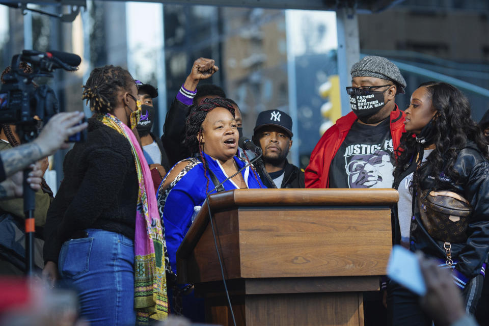 Tamika Palmer, mother of Breonna Taylor, at a rally in New York, Oct. 17. (Kevin Hagen/AP)