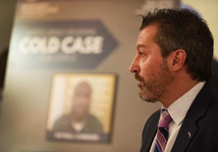 Robert Anzilotti, Chief of Detectives at Bergen County Prosecutor's Office answers media's questions following a press conference at Bergen County Plaza in Hackensack on 4/4/19.