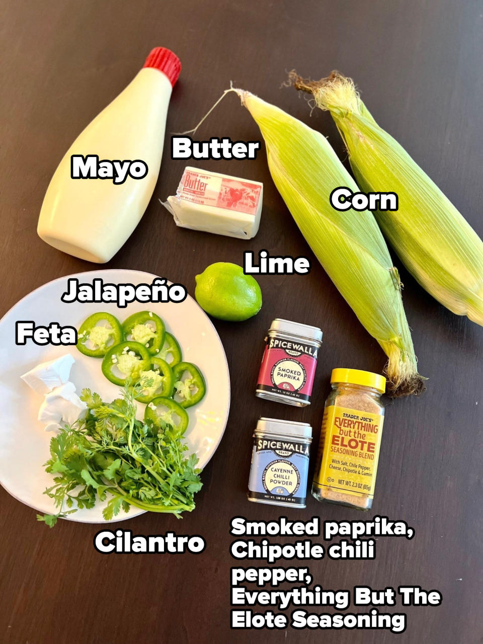 Ingredients for air fried corn ribs