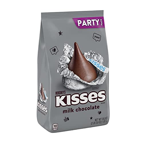 HERSHEY'S KISSES Milk Chocolate Candy, Gluten Free, Individually Wrapped, 35.8 oz Bulk Party Pack