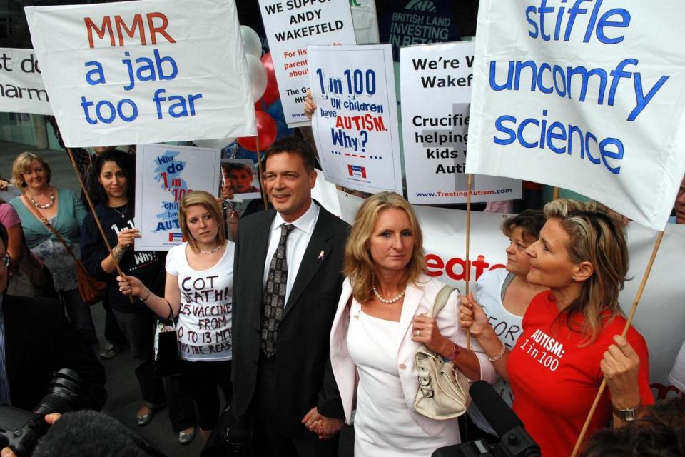 Wakefield in 2007 with his wife Carmel, from whom he is separated, during his medical tribunal (PA)