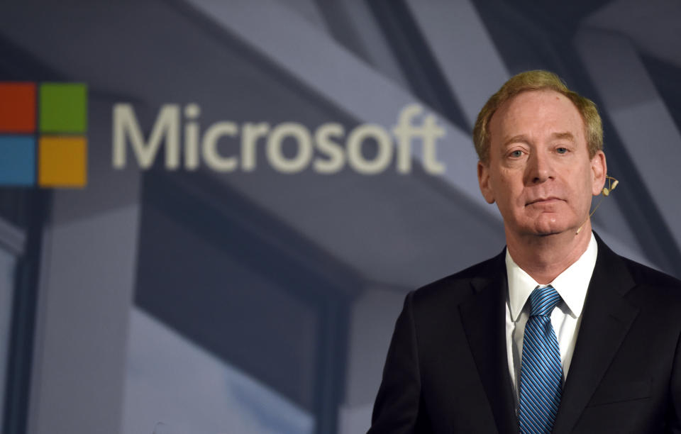 MILAN, ITALY - FEBRUARY 13:  Brad Smith Microsofts President and Chief Legal Officer attends the 'Artificial Intelligence And Digital Skills' conference at Politecnico University on February 13, 2019 in Milan, Italy. Brad Smith, Microsofts President and Chief Legal Officer, speaks today in front of the young students of the Politecnico and also some high schools during a conference on the enormous prospects that can be obtained by mixing artificial intelligence and the ingenuity of man.  (Photo by Pier Marco Tacca/Getty Images)