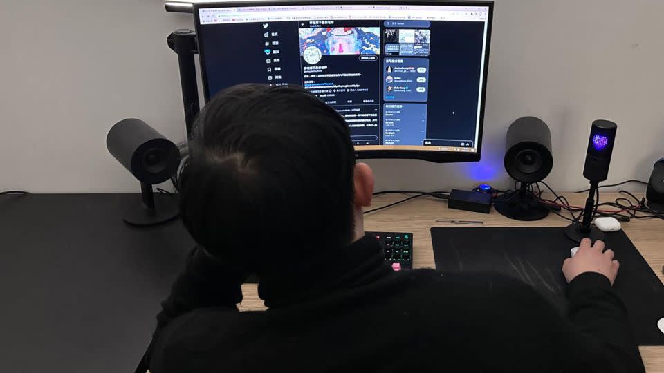 Li Ying spends most of his days in front of the computer running his X account. - Courtesy Mr. Li