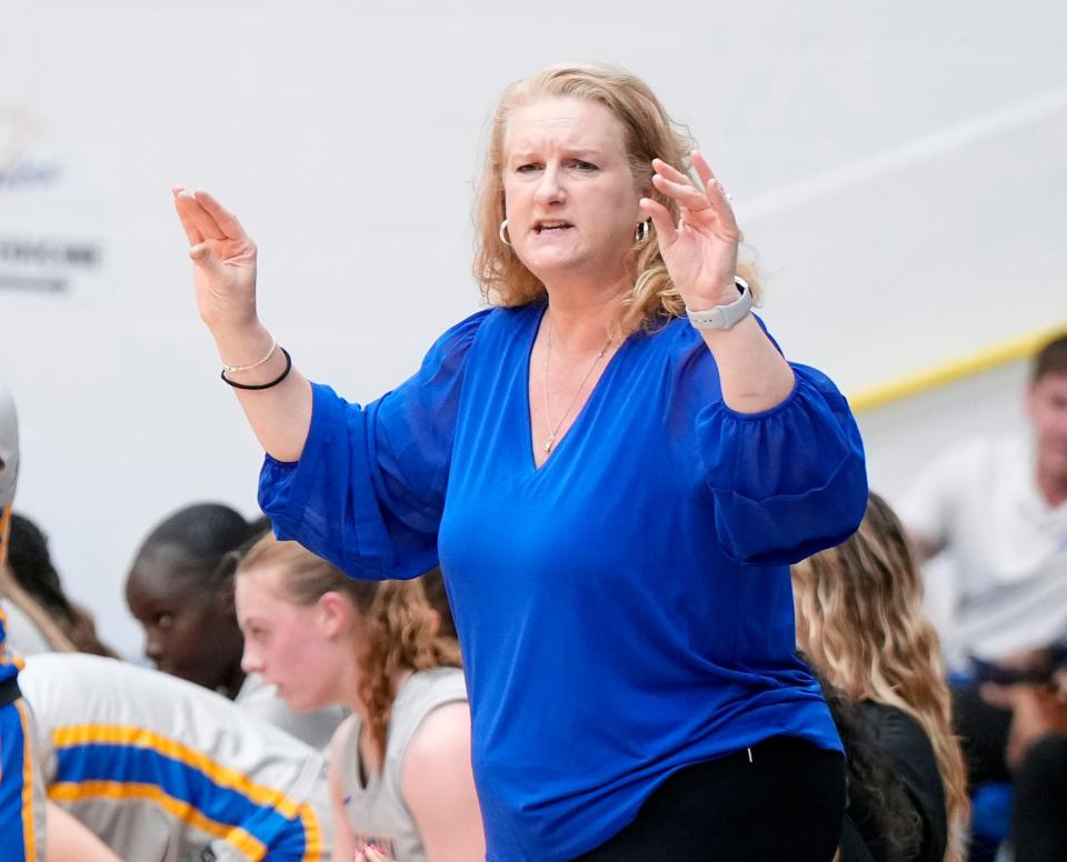 Embry-Riddle head coach Lisa Wilson during a game with Florida Southern, Wednesday, Feb. 7, 2024.