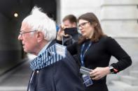 Democratic U.S. presidential candidate Senator Sanders departs from the U.S. Capitol following a vote on response for coronavirus disease (COVID-19), on Capitol Hill in Washington