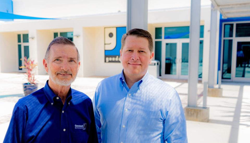 Bob Rosinsky (left), outgoing president and CEO of Goodwill Manasota, and his replacement, Donn Githens.