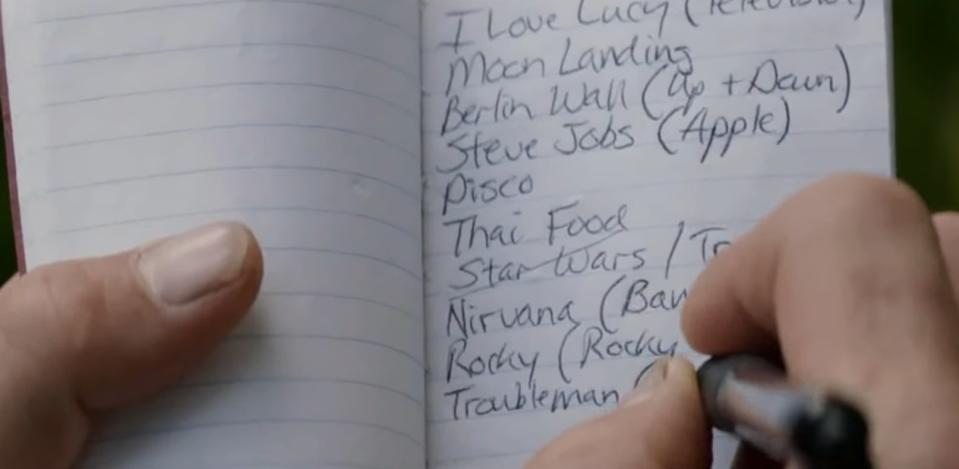 Chris Evans writes down references in a book in Captain America: The Winter Soldier