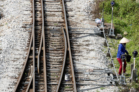 A worker is seen at the train station where North Korean leader Kim Jong Un is expected to arrive, at the border town with China in Dong Dang, Vietnam February 21, 2019. REUTERS/Kham