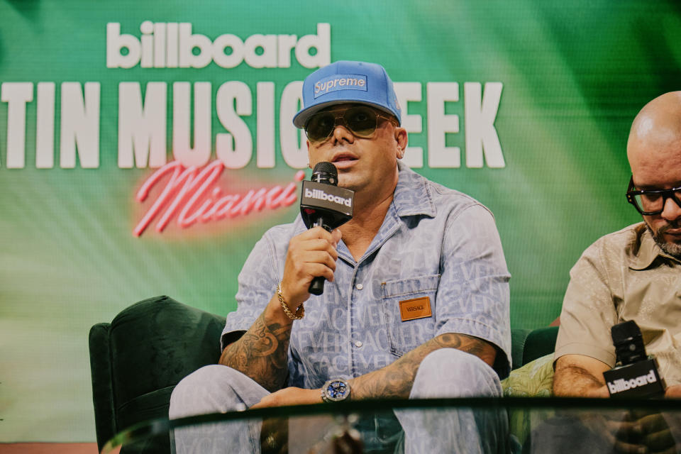 Wisin at the Wisin Panel, Presented by Smirnoff held at Faena Forum as part of Billboard Latin Music Week on October 4, 2023 in Miami Beach, Florida.