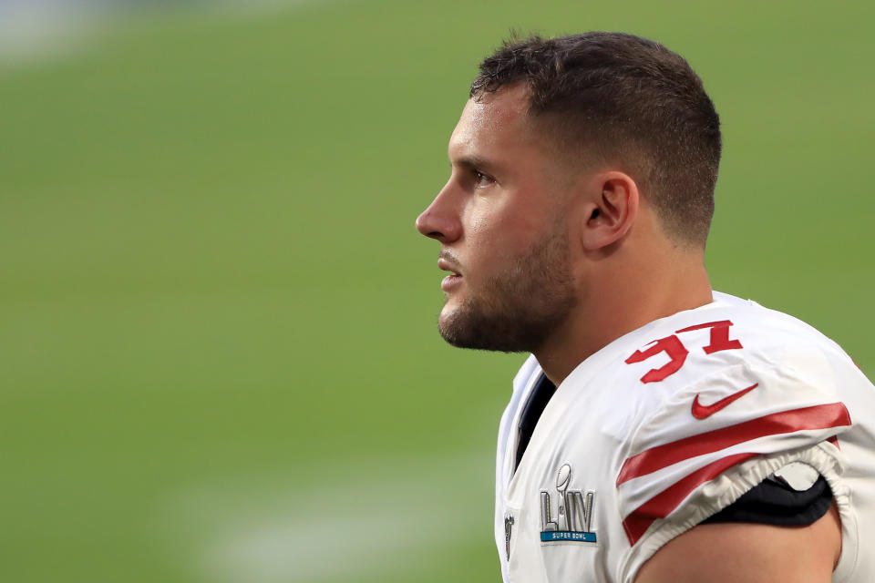 Nick Bosa was Rookie of the Year and a huge piece of the 49ers' Super Bowl run. (Photo by Sam Greenwood/Getty Images)