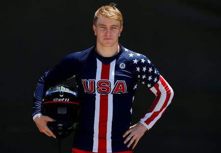 U.S. Olympic athlete Connor Fields poses for a picture after a training session at the Olympic Training Center in Chula Vista, California, United States, July 23, 2016. REUTERS/Mike Blake