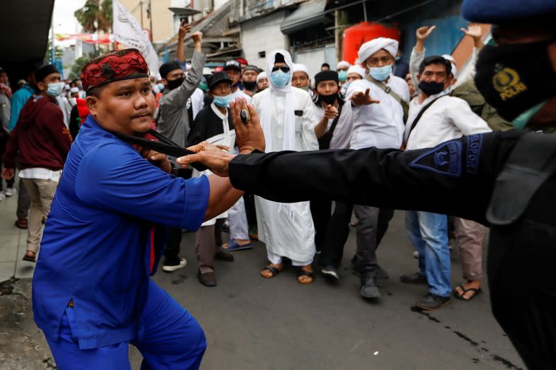 Indonesian Muslim group protest over the detention of Rizieq Shihab in Jakarta