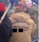 A still photo of video from insurrection rioting Jan. 6 at the U.S. Capitol showed Troy Elbert Faulkner, 39, of Whitehall, wearing the coat of his painting company as he kicked in and broke a window at the Capitol, according to a criminal complaint filed Friday in U.S. District Court for the District of Columbia.