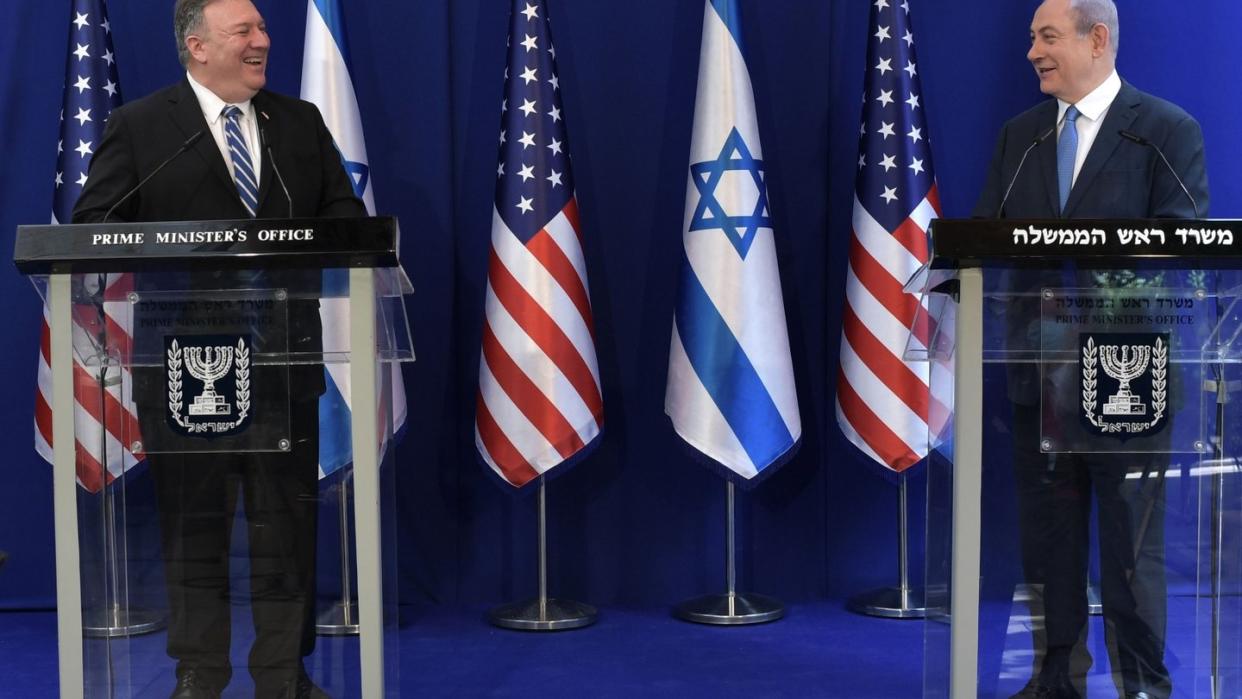 US-Außenminister Mike Pompeo (l.) und Israels Ministerpräsident Benjamin Netanjahu während einer gemeinsamen Pressekonferenz.