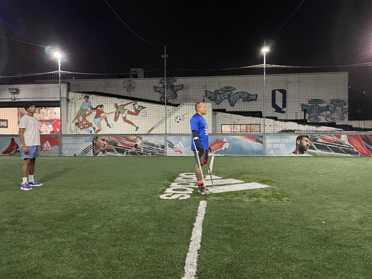 Juan Vargas during a match at a soccer complex in Queens. / Credit: Camilo Montoya-Galvez