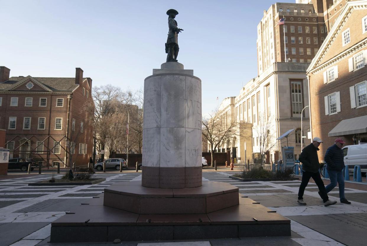 A statue of William Penn stands at Welcome Park in Philadelphia. <a href="https://newsroom.ap.org/detail/WilliamPennStatue/3c580aa0cf7c4b1b9a04e895d6cb4410/photo?Query=william%20penn%20statue&mediaType=photo&sortBy=arrivaldatetime:desc&dateRange=Anytime&totalCount=21&currentItemNo=3" rel="nofollow noopener" target="_blank" data-ylk="slk:AP Photo/Matt Rourke;elm:context_link;itc:0;sec:content-canvas" class="link ">AP Photo/Matt Rourke</a>