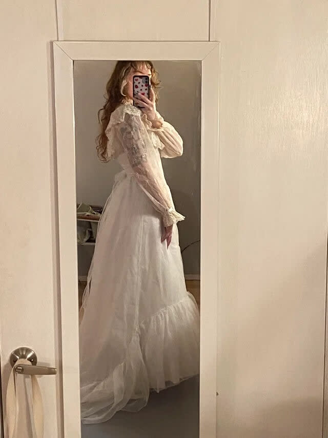 Altered a $30 thrift store wedding dress into a dress I'm proud of and felt  beautiful wearing! ❤️ : r/sewing