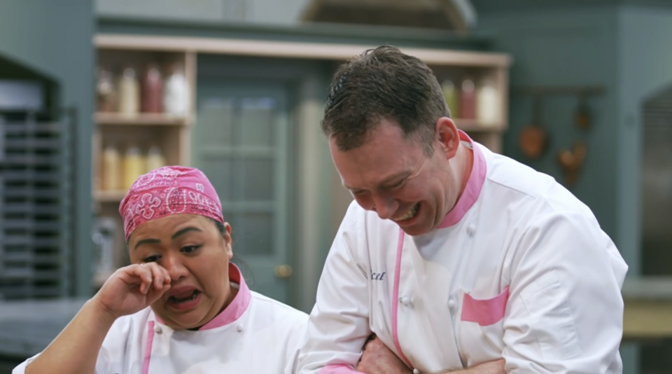 Bake Off: The Professional's Gerol broke down in tears twice on the show. (Channel 4 screengrab)