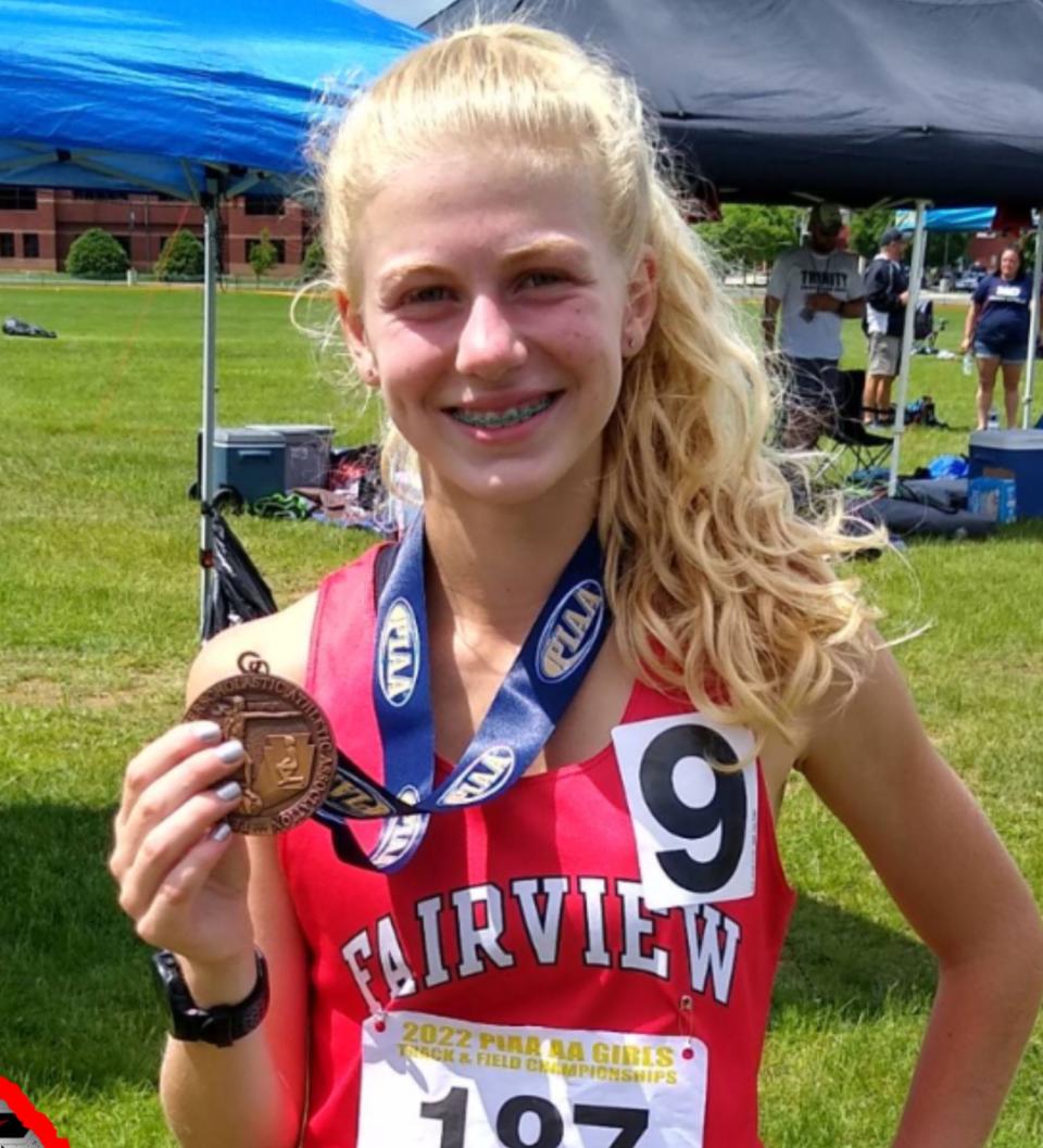 Fairview's Isabel Owens placed sixth in the Class 2A 800-meter run at the PIAA track and field championships at Shippensburg University on Saturday, May 28, 2022. 