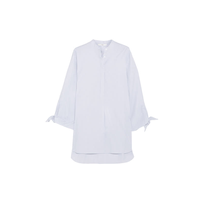 <a rel="nofollow noopener" href="http://rstyle.me/n/bz7fvzjduw" target="_blank" data-ylk="slk:Tie-Sleeved Pinstriped Cotton Tunic, Tibi, $395;elm:context_link;itc:0;sec:content-canvas" class="link ">Tie-Sleeved Pinstriped Cotton Tunic, Tibi, $395</a>