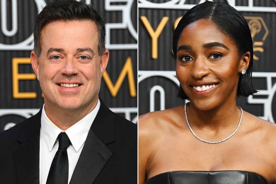 <p>David Fisher/Shutterstock; Gilbert Flores/Variety via Getty Images</p> Carson Daly and Ayo Edebiri