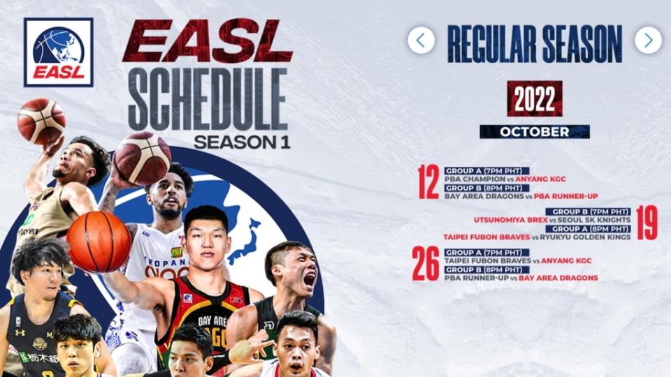 EASL東亞超級聯賽賽程公布（取自East Asia Super League官網）